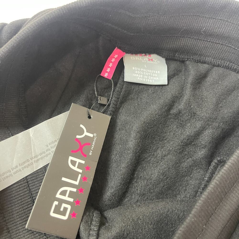 Galaxy Womens Large Black Loose Fit Fleece Jogger Sweatpants Drawstring Black L - Picture 11 of 12
